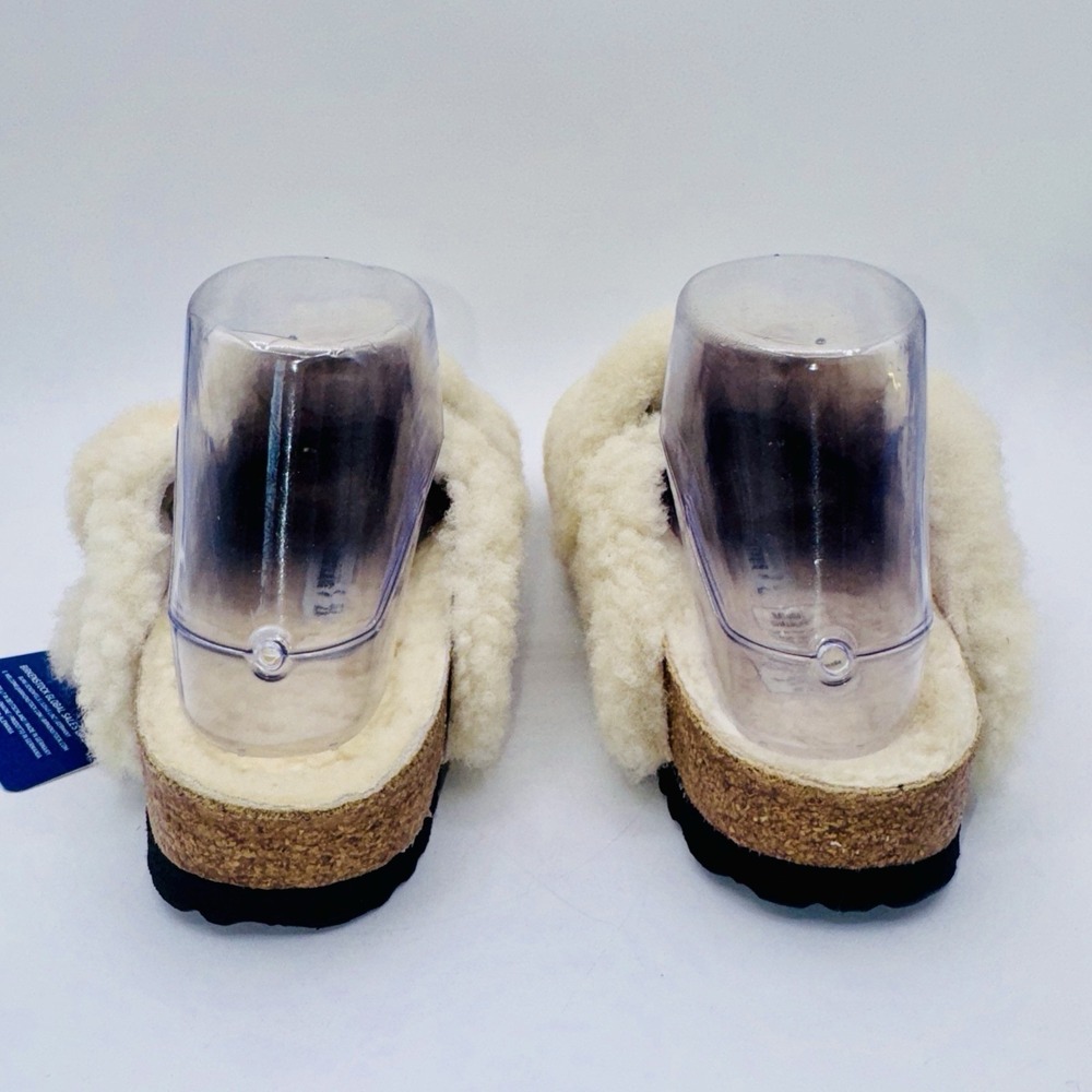 Birkenstock Boston Big Buckle Shearling Mules Women's Size 6 EU 37 Eggshell - Picture 4 of 16